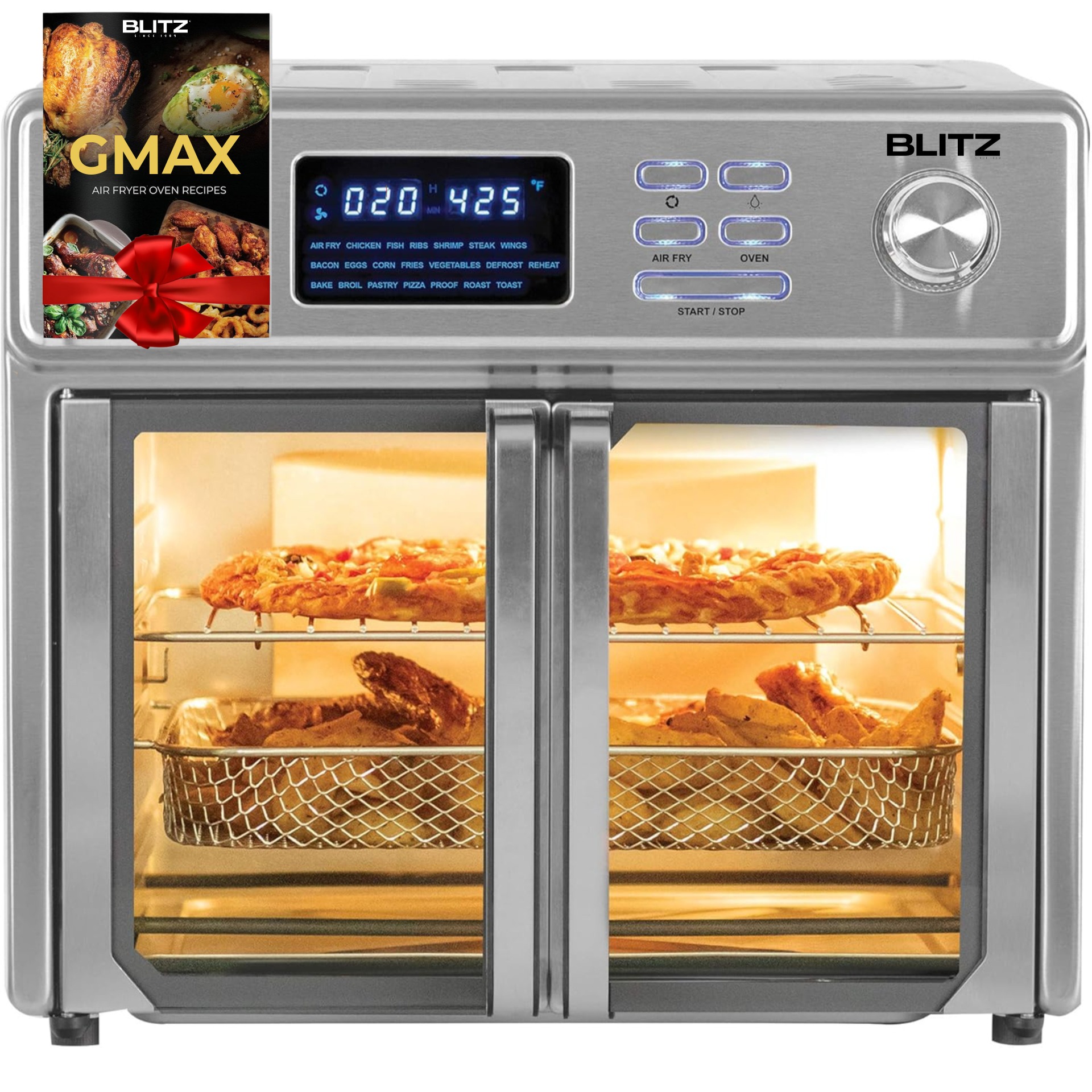 BLITZ MEGA® 16 Quart Oven and Air Fryer with 22 Smart Programs (USA Quality) - Tunisie