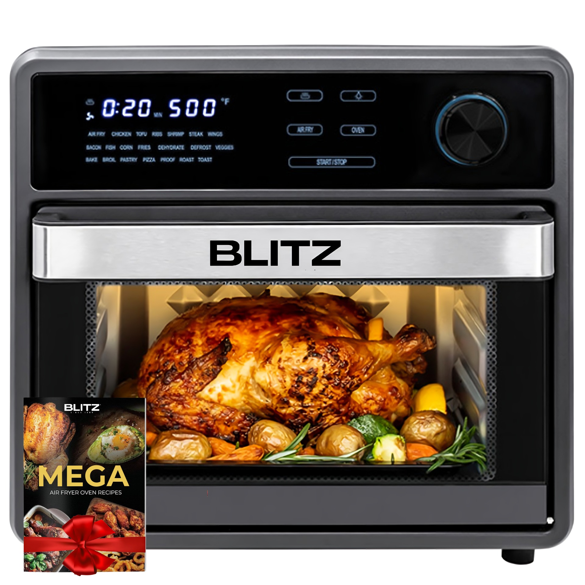 BLITZ MEGA® 16 Quart Oven and Air Fryer with 22 Smart Programs (USA Quality) - Tunisie