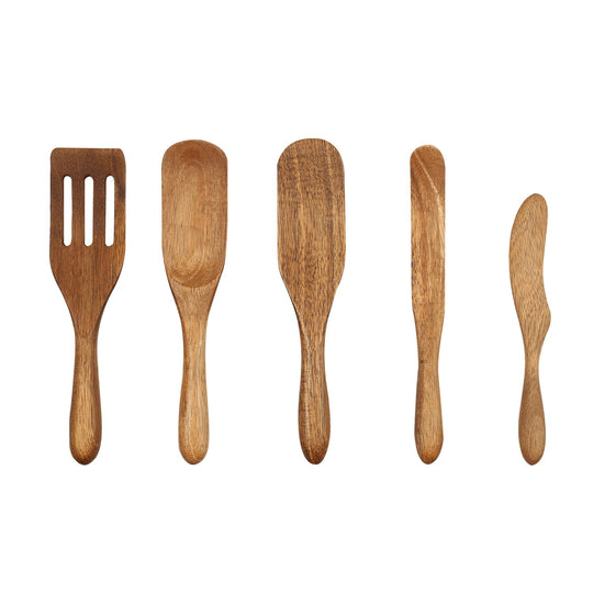 Mad Hungry 5 pc Acacia Wood Mini Spurtle Set , Natural Handle