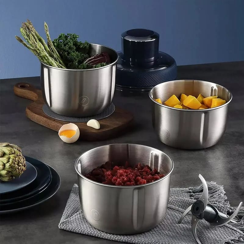 Blitz 4-in-1 Multifunctional Electric Chopper with 2 Stainless Steel Bowls for Quick and Easy Preparations - Tunisie Blitz 4-in-1 Multifunctional Electric Chopper with 2 Stainless Steel Bowls for Quick and Easy Preparations - Tunisie