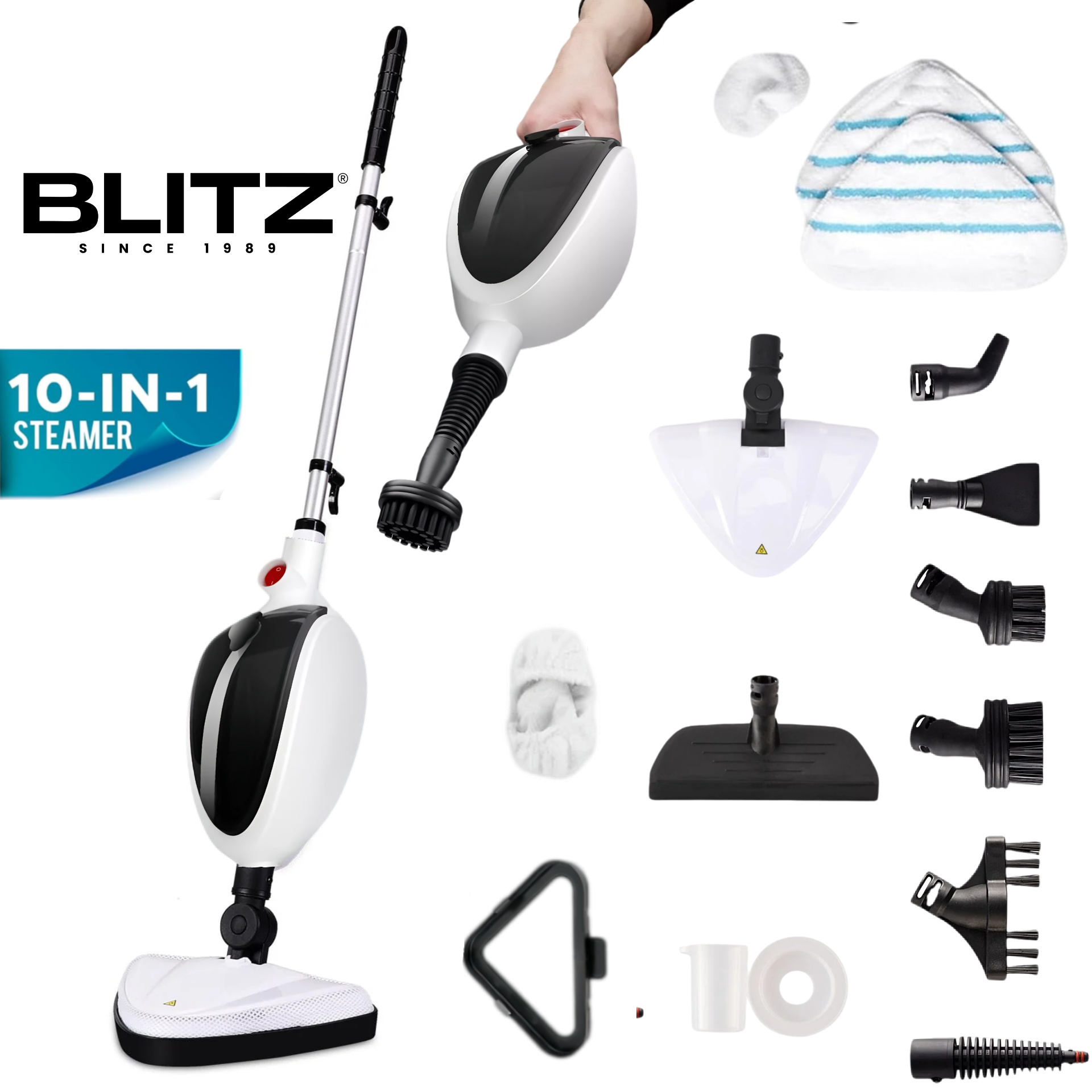 Blitz – 10 In 1 Multifunction Steam Cleaner 1300W With 10 Accessories For All Detachable Floors - Tunisie