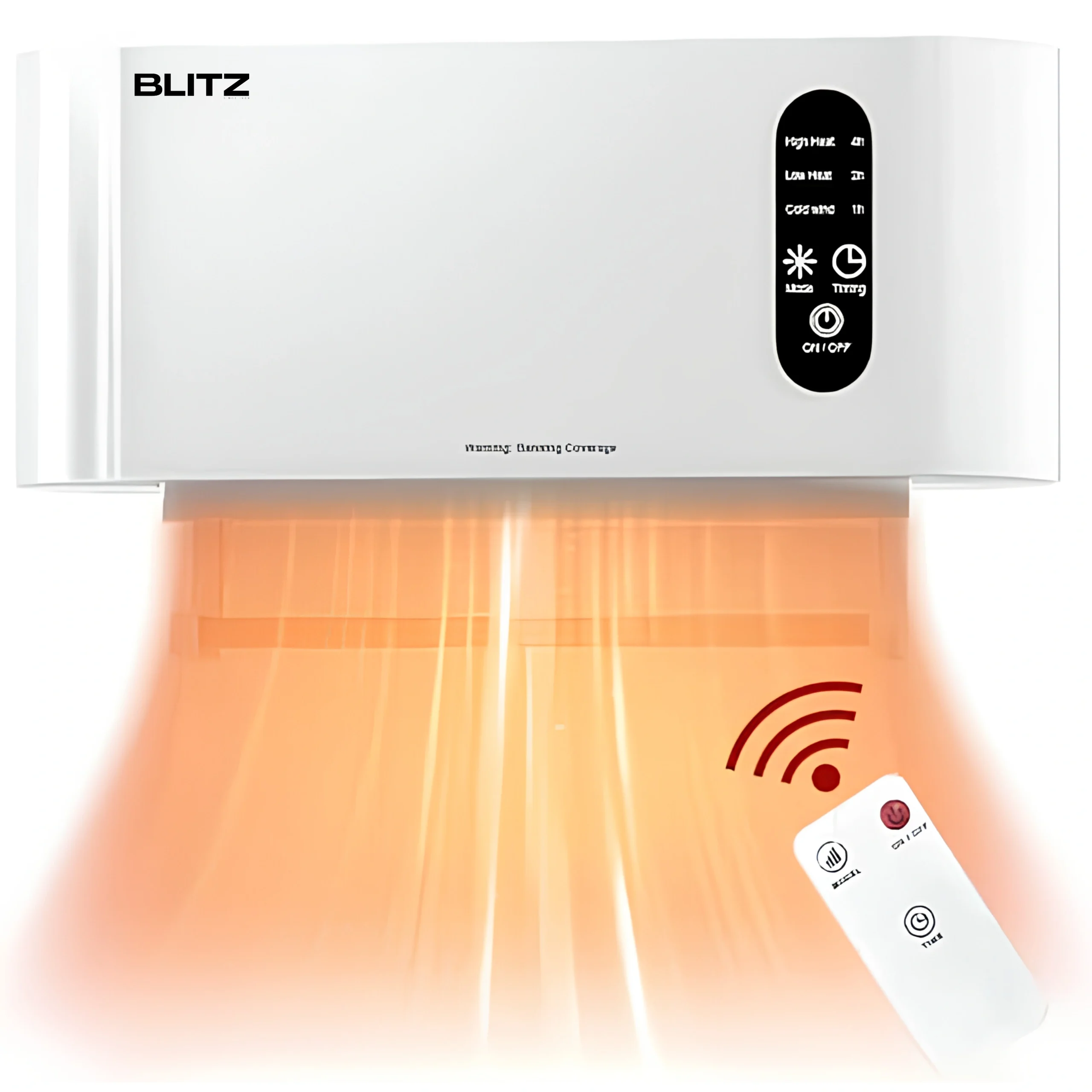 Blitz - Electric Wall Mounted PTC Heater Towel Heater White Color WIth Towel Rack Remote Control - Tunisie
